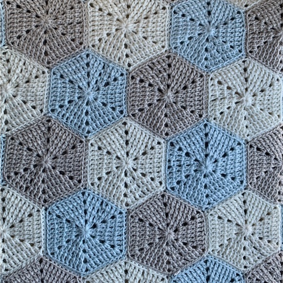 Handcrafted Hexagon Baby Blanket - Picture 3 of 6